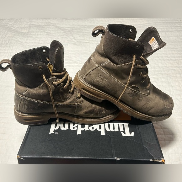 Timberland size 8 womens “steel”  Round Alloy Toe Lace Up Work Boot outside - Picture 7 of 8